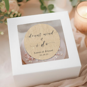 Adesivo Favor de Donut de Casamento "Donut Mind If I Do"