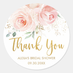 Adesivo Favor de Enxoval de Noiva Rosa Floral Dourado