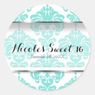 Adesivo Favor de Evento de Casamento Glam Vintage Damask A