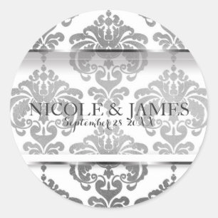 Adesivo Favor de Evento de Casamento Vintage Glam Damasco 