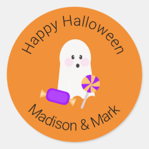 Adesivo Favor de Fantasma e Doce de Halloween