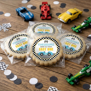 Adesivo Favor de festa de 1º aniversário de carro de corri