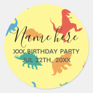 Adesivo Favor de festa de 1º aniversário do dinossauro pad