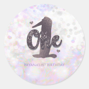 Adesivo Favor de festa de 1º aniversário Iridescent Sparkl
