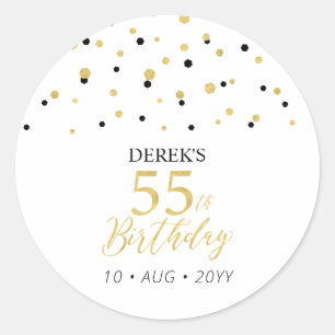 Adesivo Favor de Festa de Aniversário de 55 anos com Confe