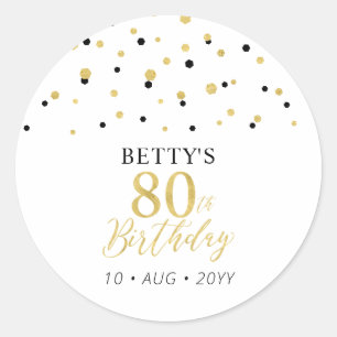 Adesivo Favor de Festa de Aniversário de 80 anos com Confe