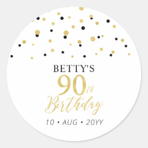 Adesivo Favor de Festa de Aniversário de 90 anos com Confe
