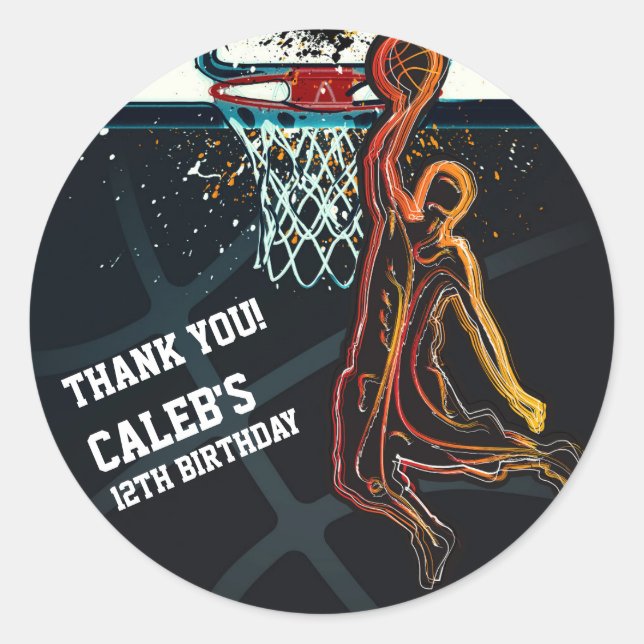 Adesivo Favor de Festa de aniversário de Dunk Shot (Frente)