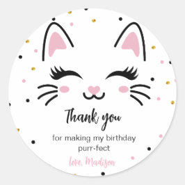 Adesivo Favor de Festa de aniversário de Gato Gato para Me