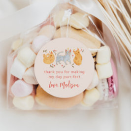 Adesivo Favor de Festa de aniversário de Gato Rosa