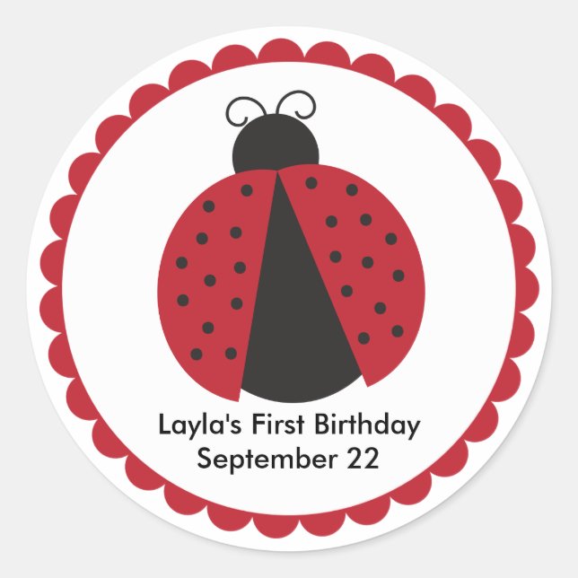 Adesivo Favor de Festa de aniversário de Ladybug (Frente)