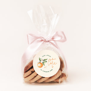 Adesivo Favor de festa de aniversário laranja citrus Littl