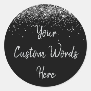 Adesivo Favor de festa de aniversário personalizado preto 