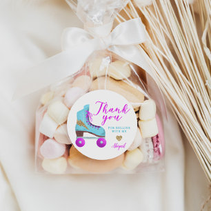 Adesivo Favor de festa de aniversário retro da patinagem