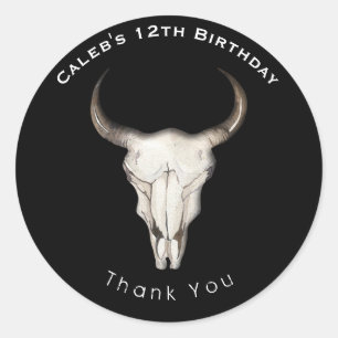 Adesivo Favor de festa de aniversário rústico boêmio cow b