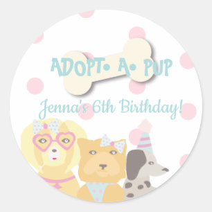 Adesivo Favor de festa de cachorro Adote um Filhote