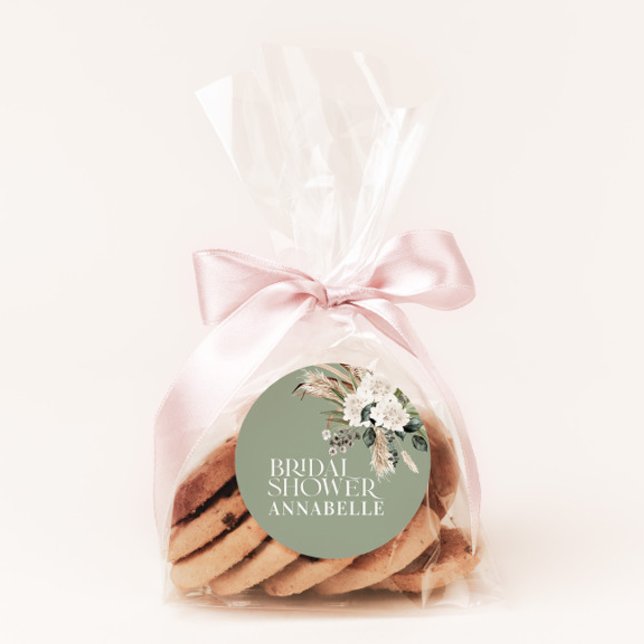 Adesivo Favor de festa de chá de lingerie sage verde moder (Criador carregado)