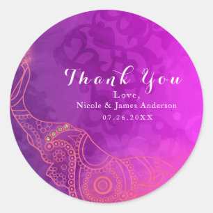 Adesivo Favor de festa de elefante roxo rosa laranja e dou