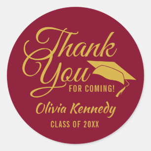 Adesivo Favor de festa de formatura Burgundy Gold Obrigado