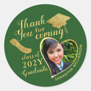 Adesivo Favor de Festa de Formatura Verde Obrigado por Vir