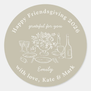 Adesivo Favor de festa de Friendsgiving no outono rústico