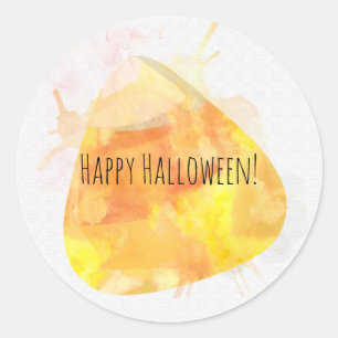 Adesivo Favor de festa de Halloween com Candy Corn em aqua