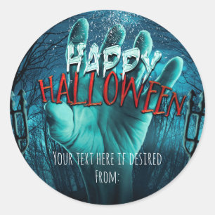 Adesivo Favor de festa de Halloween Zumbi Feliz