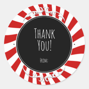 Adesivo Favor de Festa Listras Divertidas Vermelho e Branc