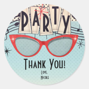 Adesivo Favor de Festa Retro Vintage Anos 50 Personalizado