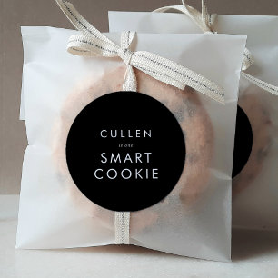 Adesivo Favor de formatura Biscoito Inteligente Preto Chic