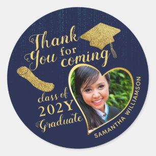 Adesivo Favor de Formatura Blue and Gold 2026 Obrigado