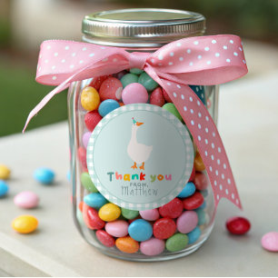 Adesivo Favor de Gingham Azul de Aniversário de Meninos Ga