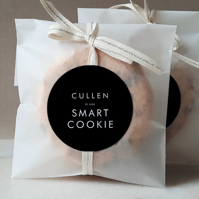 Adesivo Favor de Graduação de Biscoito Preto-Escuro-Quadra (Criador carregado)