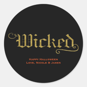 Adesivo Favor de Halloween com aparência de ouro WICKED
