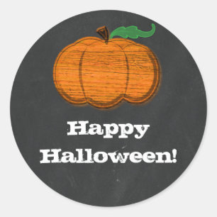 Adesivo Favor de Halloween com Quadro-Negro de Abóbora Lar