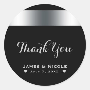 Adesivo Favor de jantar elegante preto e prata