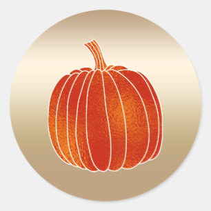 Adesivo Favor de Laranja Brilhante Outono Abóbora Dourado 