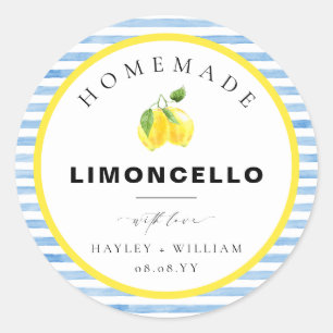 Adesivo Favor de Limoncello com Listra de Aquarela Azul