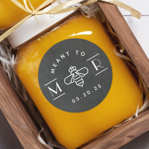 Adesivo Favor de Mel Moderno 'Meant to Bee' para Casamento