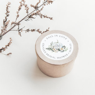 Adesivo Favor de Monograma de Abóbora de Outono Branco com