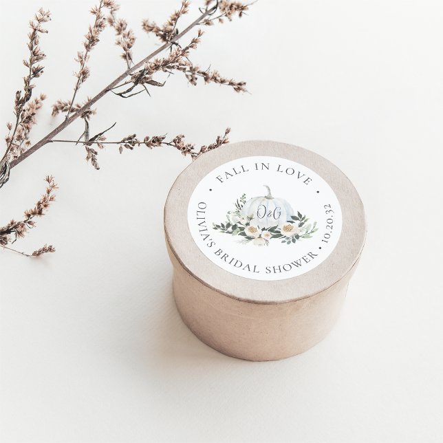 Adesivo Favor de Monograma de Vegetação de Abóbora de Outo (Criador carregado)