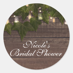 Adesivo Favor de partido rústico do frasco da hera & de