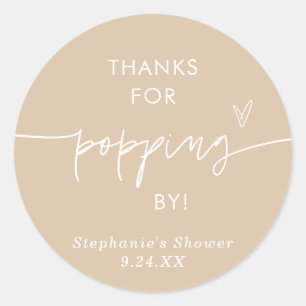 Adesivo Favor de Pipoca Boho, Obrigado por Aparecer Favor