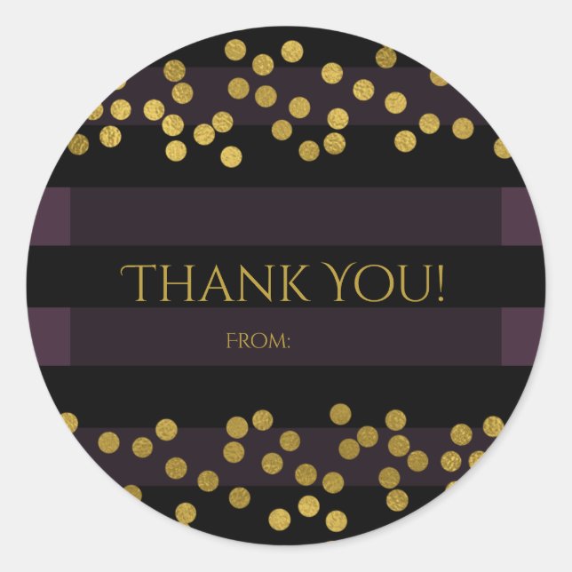 Adesivo Favor de Pontos de Foil Confetti Púrpura e Dourada (Frente)