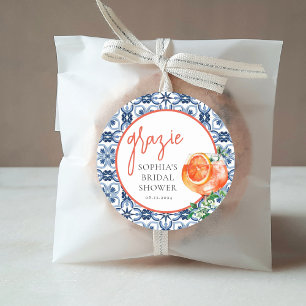 Adesivo Favor de Watercolor Laranja Spritz Grazie