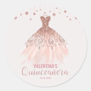 Adesivo Favor do aniversário de Quinceañera do vestido
