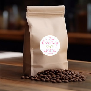 Adesivo Favor do café Chá de fraldas Greenery