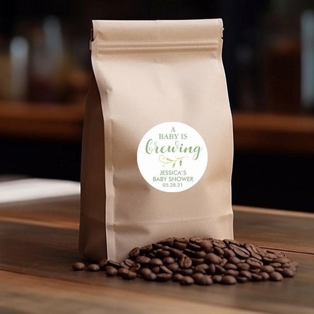 Adesivo Favor do café Chá de fraldas Greenery (Criador carregado)