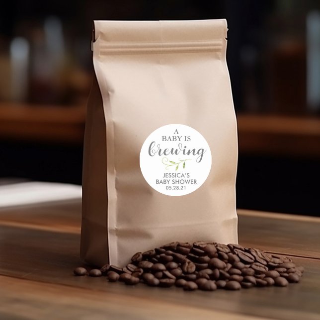 Adesivo Favor do café Chá de fraldas Greenery (Criador carregado)