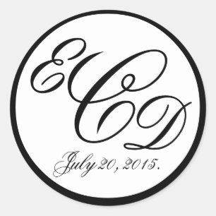 Adesivo Favor do casamento do monograma das iniciais do